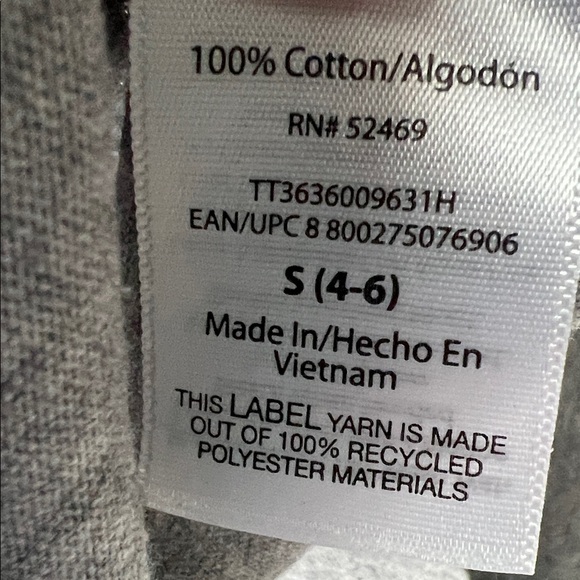 Time and Tru Charcoal Heather 100% Cotton Long Sleeve Top Size S - Picture 8 of 14